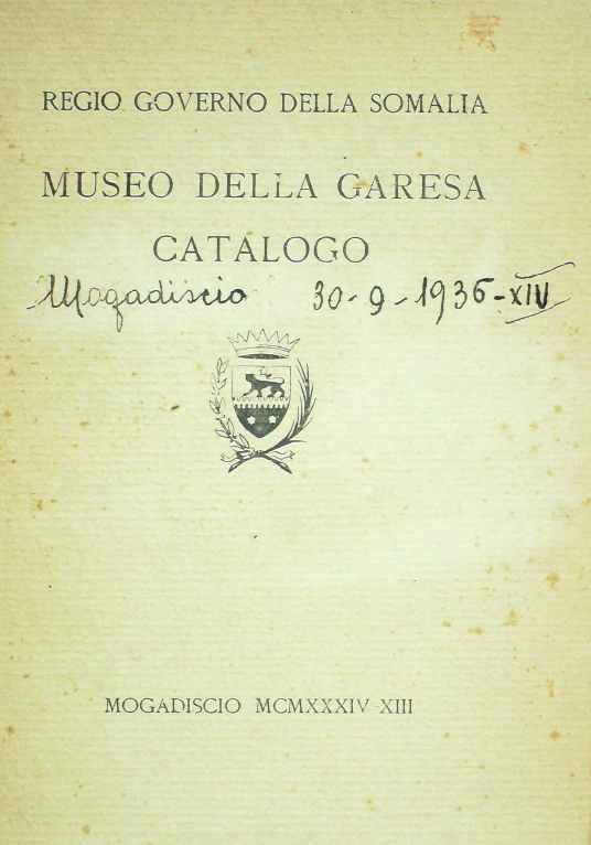 Museo Della Garesa Catalogo Mogadiscio - Catalogue of the Garesa Museum in Mogadishu